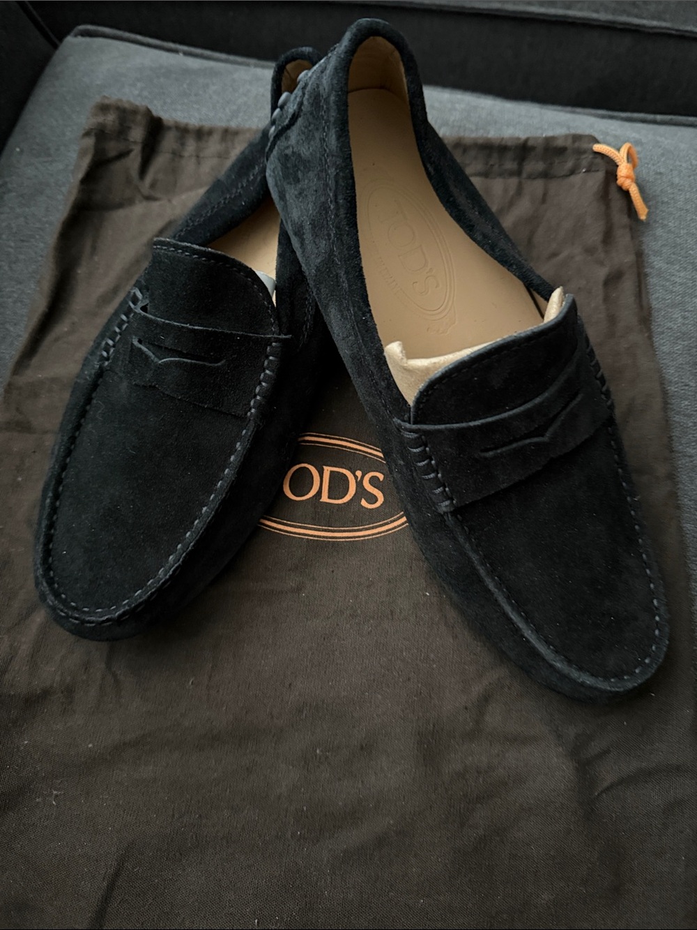 Tod's Black Suede Penny Loafers for Men